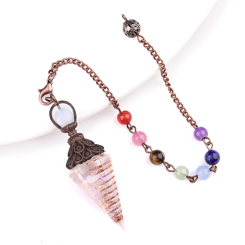 Chip Stone Resin Hexagonal Cone Antique Bronze Pendulum Pendant For Making Jewelry