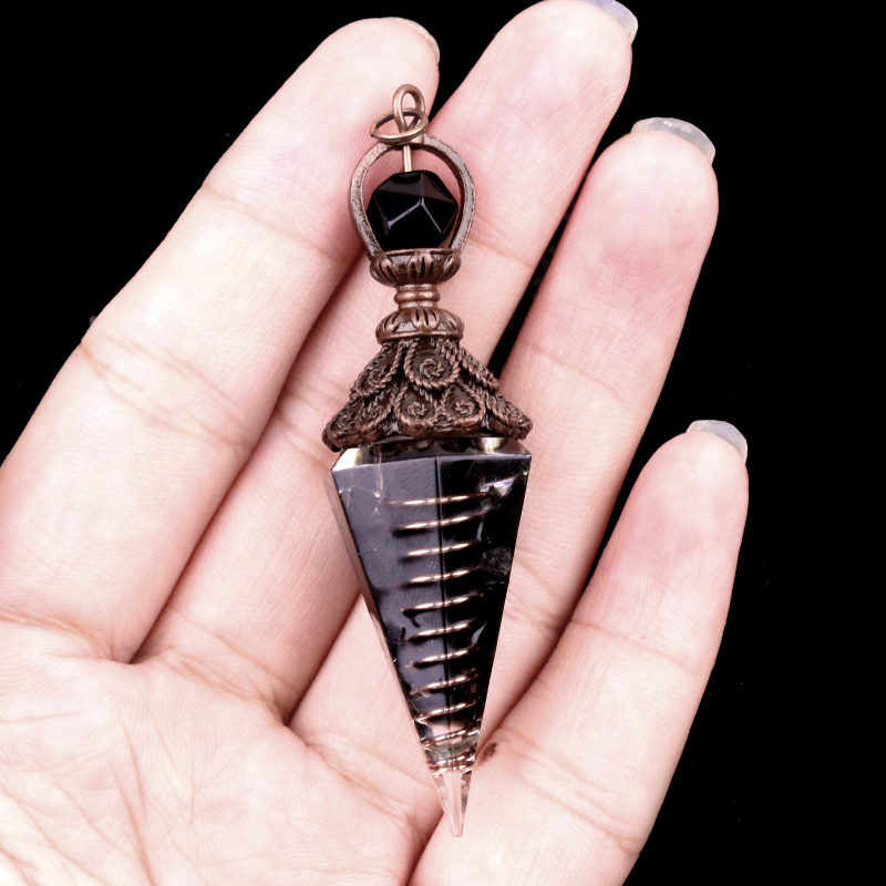 Chip Stone Resin Hexagonal Cone Antique Bronze Pendulum Pendant For Making Jewelry