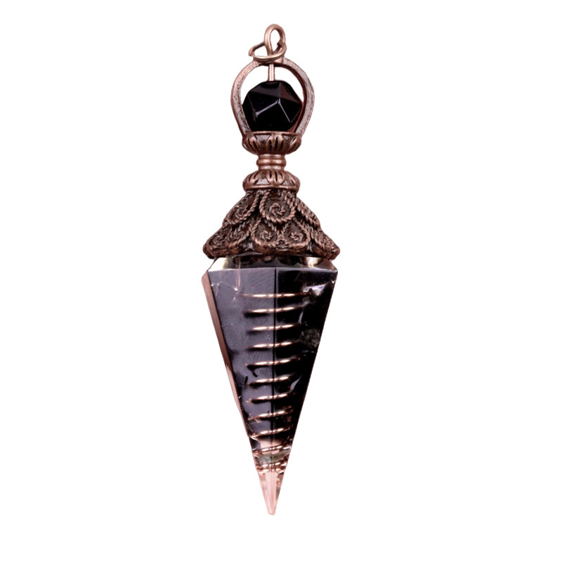 Chip Stone Resin Hexagonal Cone Antique Bronze Pendulum Pendant For Making Jewelry