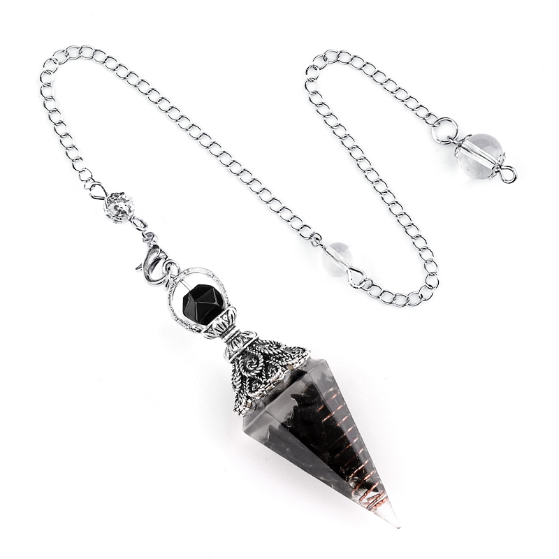 Chip Stone Resin Hexagonal Cone Antique Silver Pendulum Pendant(approx 20x40mm) for making jewelry