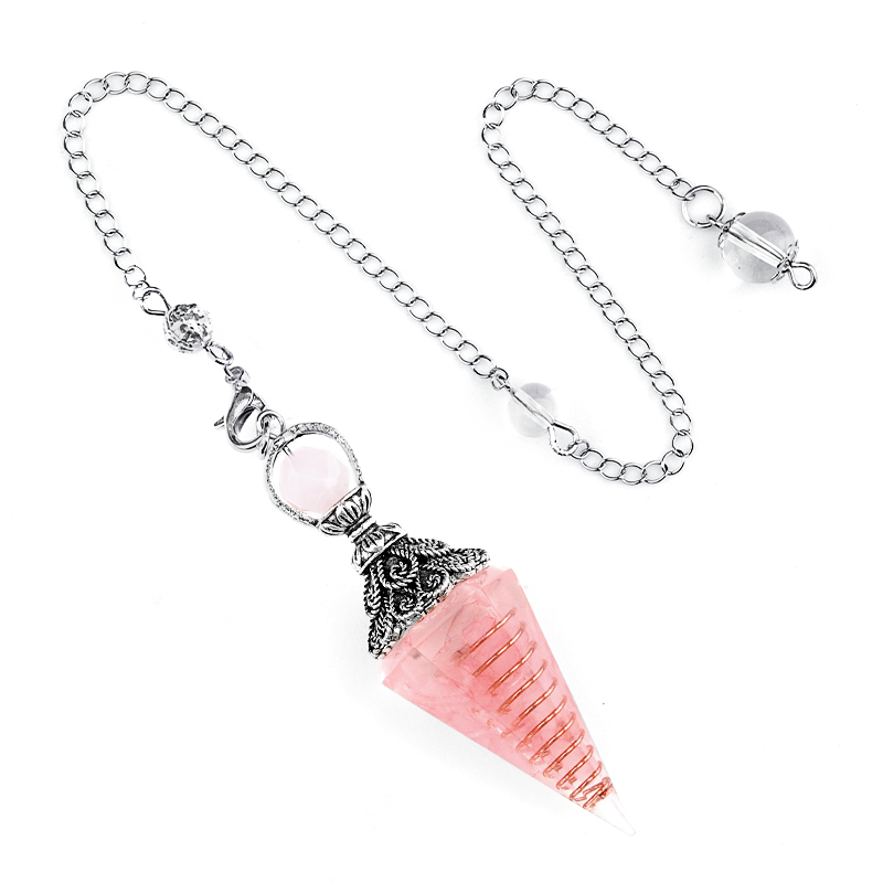 Chip Stone Resin Hexagonal Cone Antique Silver Pendulum Pendant(approx 20x40mm) for making jewelry