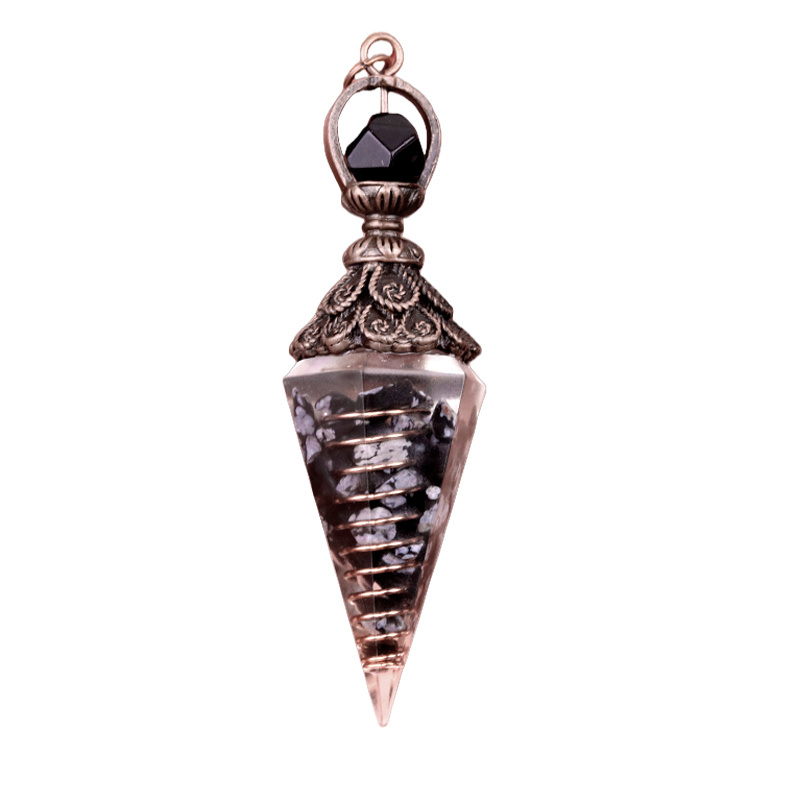 Chip Stone Resin Hexagonal Cone Antique Bronze Pendulum Pendant For Making Jewelry
