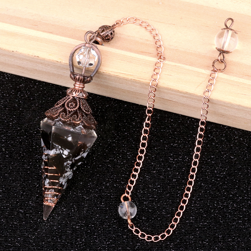 Chip Stone Resin Hexagonal Cone Antique Bronze Pendulum Pendant For Making Jewelry
