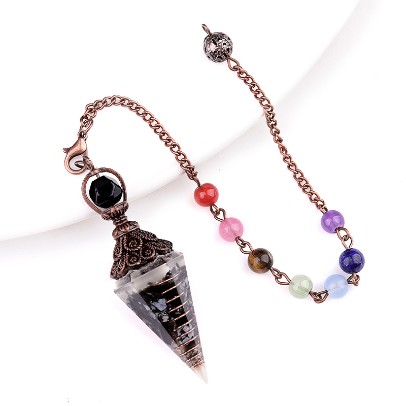 Chip Stone Resin Hexagonal Cone Antique Bronze Pendulum Pendant For Making Jewelry