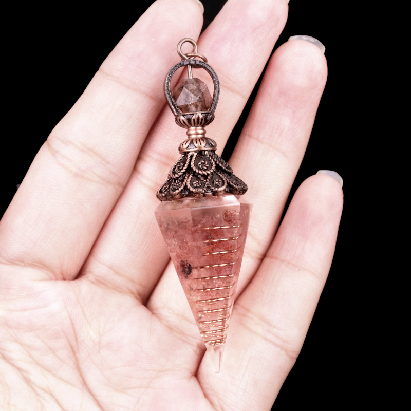 Chip Stone Resin Hexagonal Cone Antique Bronze Pendulum Pendant For Making Jewelry