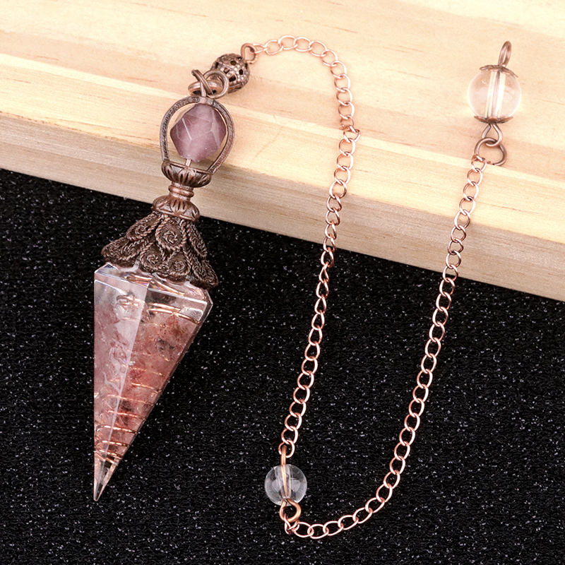 Chip Stone Resin Hexagonal Cone Antique Bronze Pendulum Pendant For Making Jewelry