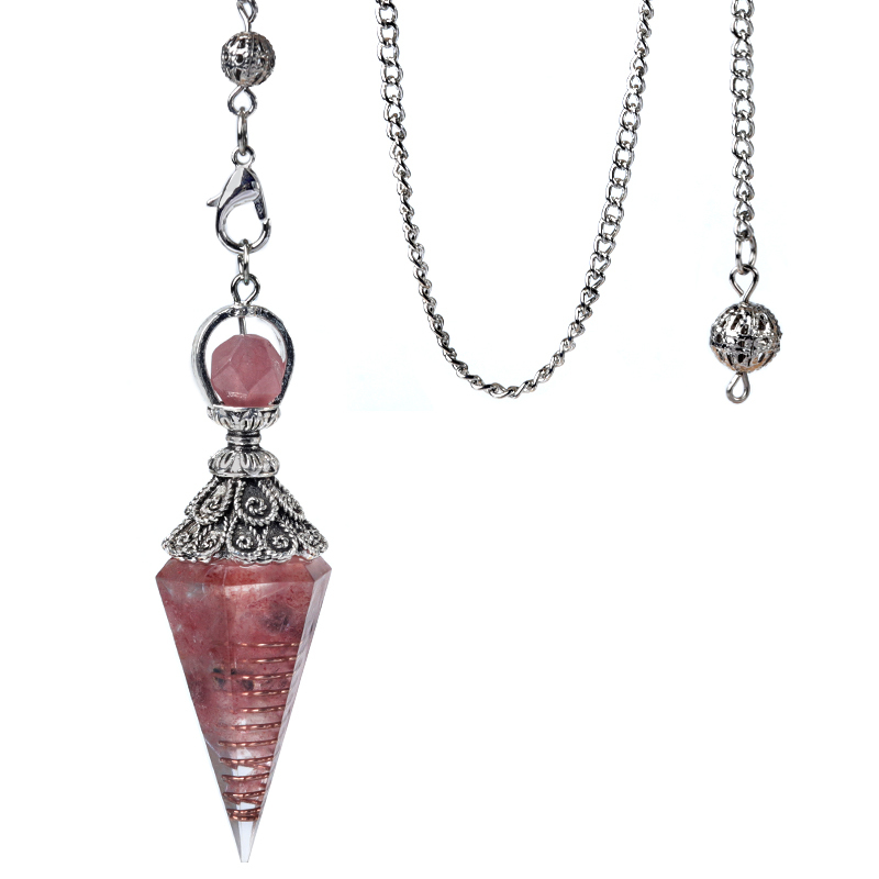 Chip Stone Resin Hexagonal Cone Antique Silver Pendulum Pendant(approx 20x40mm) for making jewelry