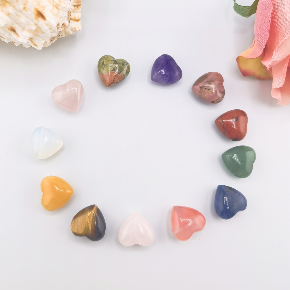 15MM Gemstone  Love Heart Beads Drilled Side Hole  For Making Jewelry