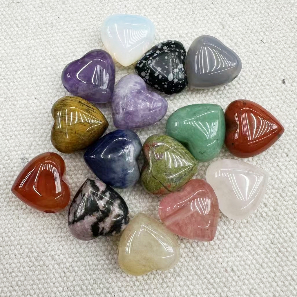 15MM Gemstone  Love Heart Beads Drilled Side Hole  For Making Jewelry