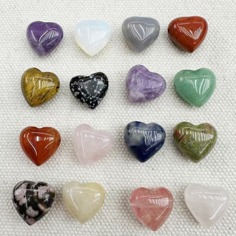 15MM Gemstone  Love Heart Beads Drilled Side Hole  For Making Jewelry