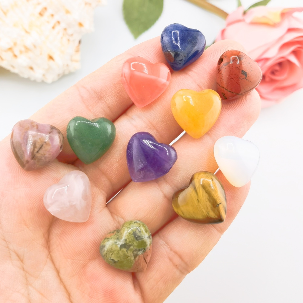 15MM Gemstone  Love Heart Beads Drilled Side Hole  For Making Jewelry