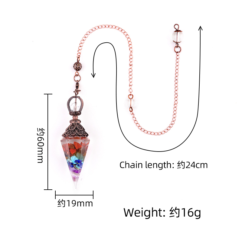 Chip Stone Resin Hexagonal Cone Antique Bronze Pendulum Pendant For Making Jewelry