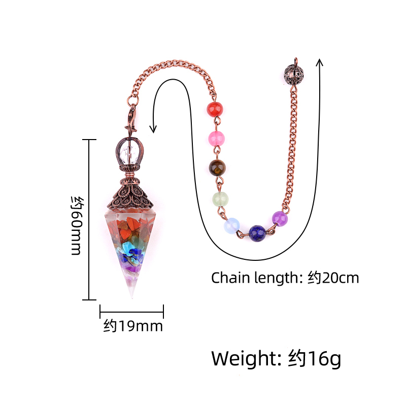 Chip Stone Resin Hexagonal Cone Antique Bronze Pendulum Pendant For Making Jewelry