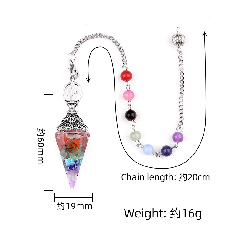 Chip Stone Resin Hexagonal Cone Antique Silver Pendulum Pendant(approx 20x40mm) for making jewelry