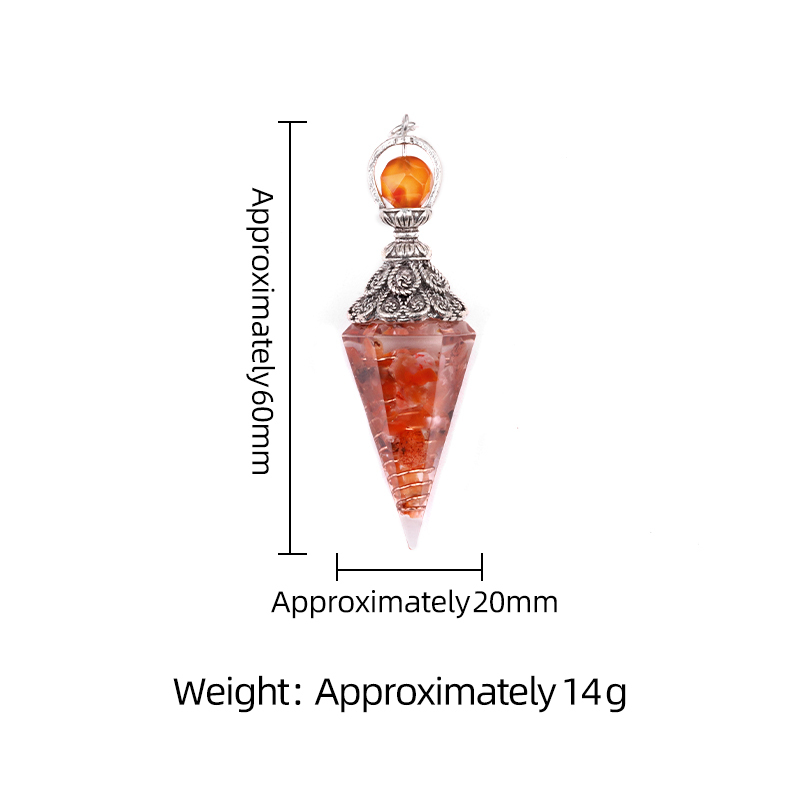 Chip Stone Resin Hexagonal Cone Antique Silver Pendulum Pendant(approx 20x40mm) for making jewelry