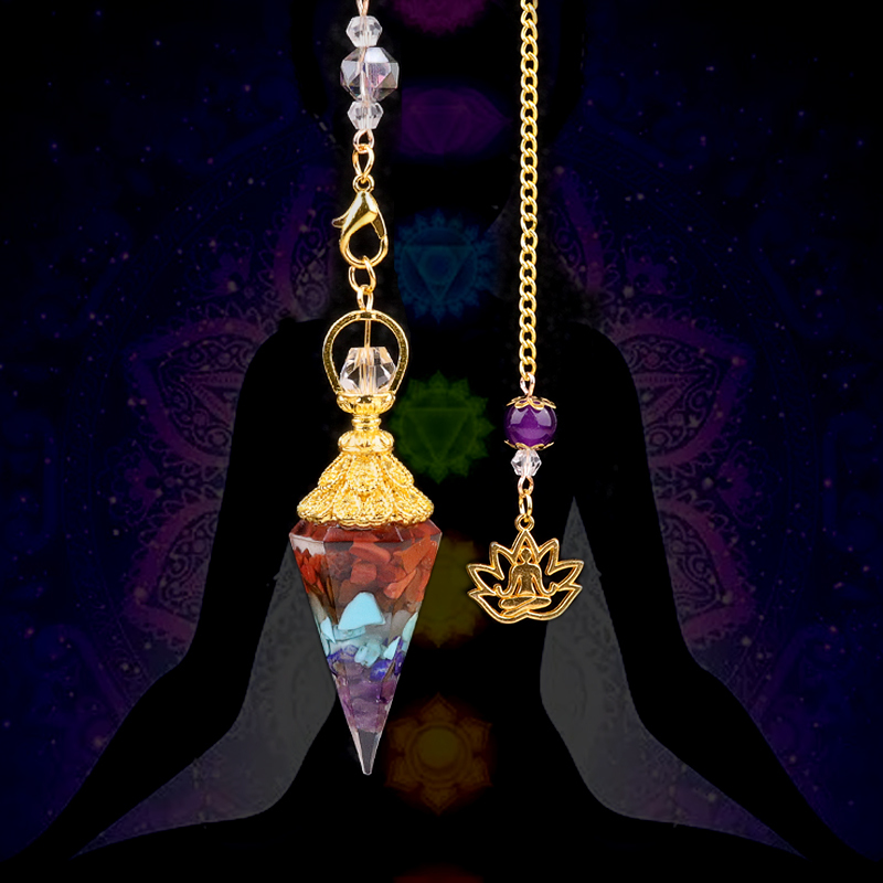 Chip Stone Resin Hexagonal Cone Gold Pendulum Pendant(approx 20x40mm) for making jewelry