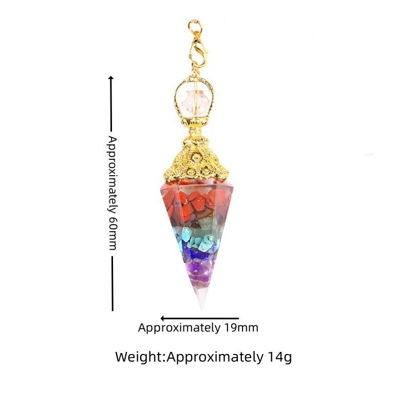 Chip Stone Resin Hexagonal Cone Gold Pendulum Pendant(approx 20x40mm) for making jewelry