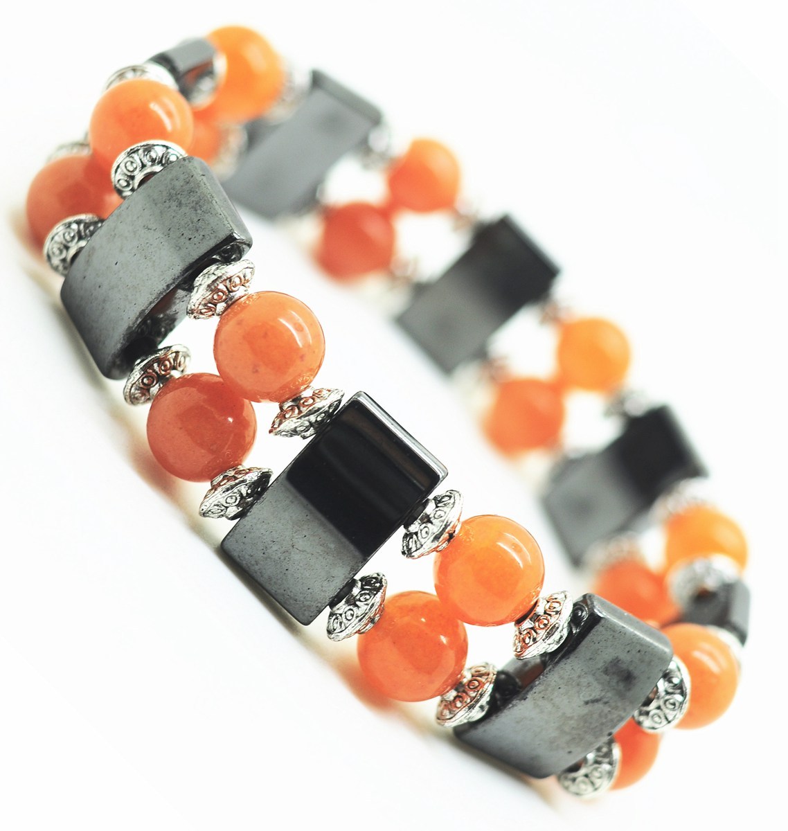 8MM Stone Round Beads Hematite Spacer Beads Stretch Bracelet No Mangeitc  Power Balance