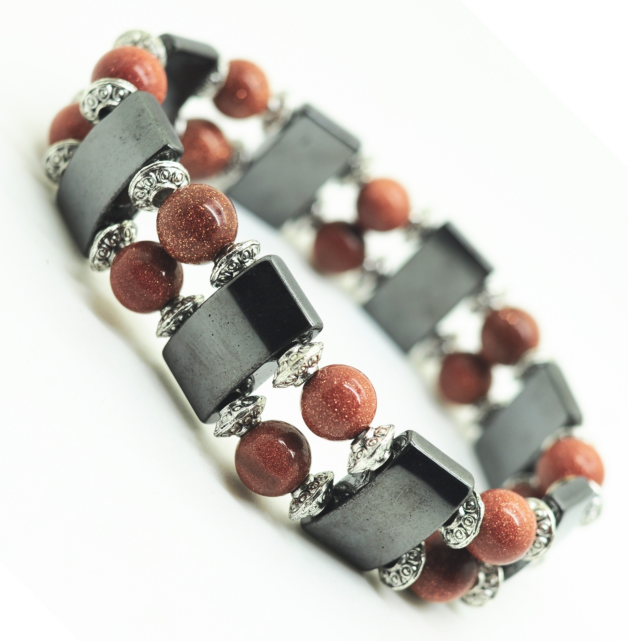 8MM Stone Round Beads Hematite Spacer Beads Stretch Bracelet No Mangeitc  Power Balance