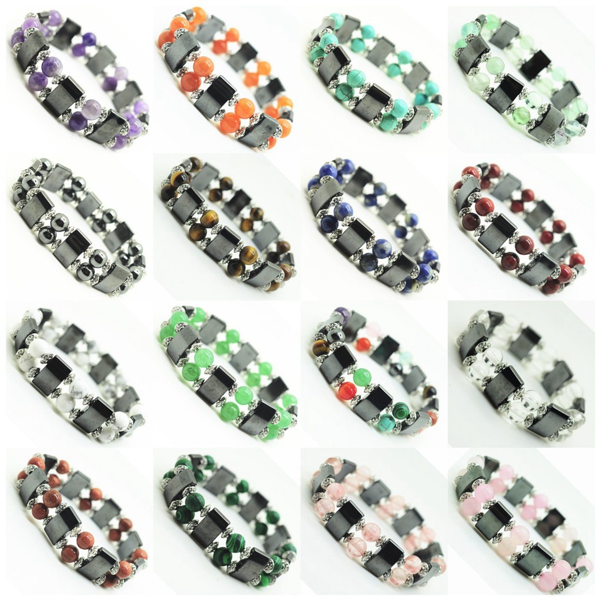 8MM Stone Round Beads Hematite Spacer Beads Stretch Bracelet No Mangeitc  Power Balance