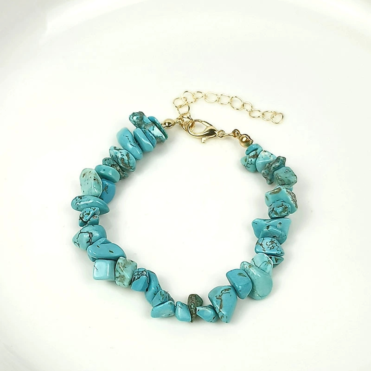 Irregular Chips Gemstone Beads Bracelets Silver Lobster Clasp and Extended 5CM Chain
