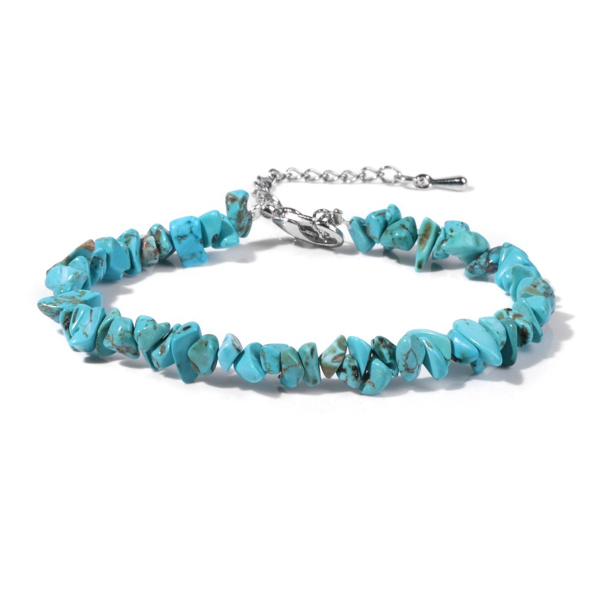 Irregular Chips Gemstone Beads Bracelets Silver Lobster Clasp and Extended 5CM Chain