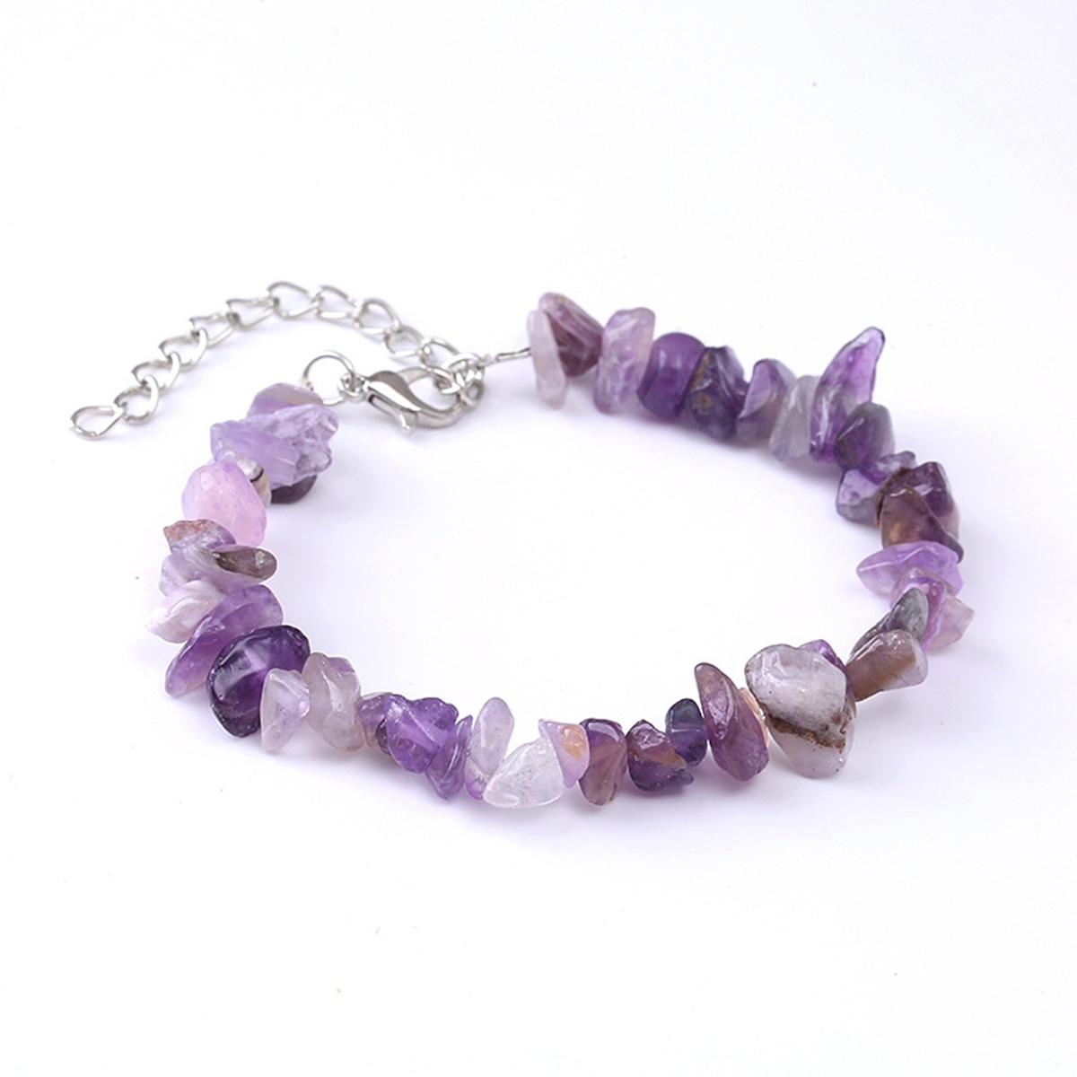 Irregular Chips Gemstone Beads Bracelets Silver Lobster Clasp and Extended 5CM Chain