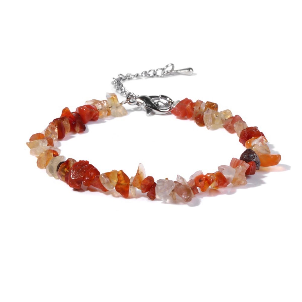 Irregular Chips Gemstone Beads Bracelets Silver Lobster Clasp and Extended 5CM Chain