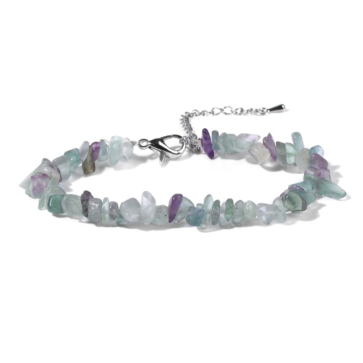 Irregular Chips Gemstone Beads Bracelets Silver Lobster Clasp and Extended 5CM Chain