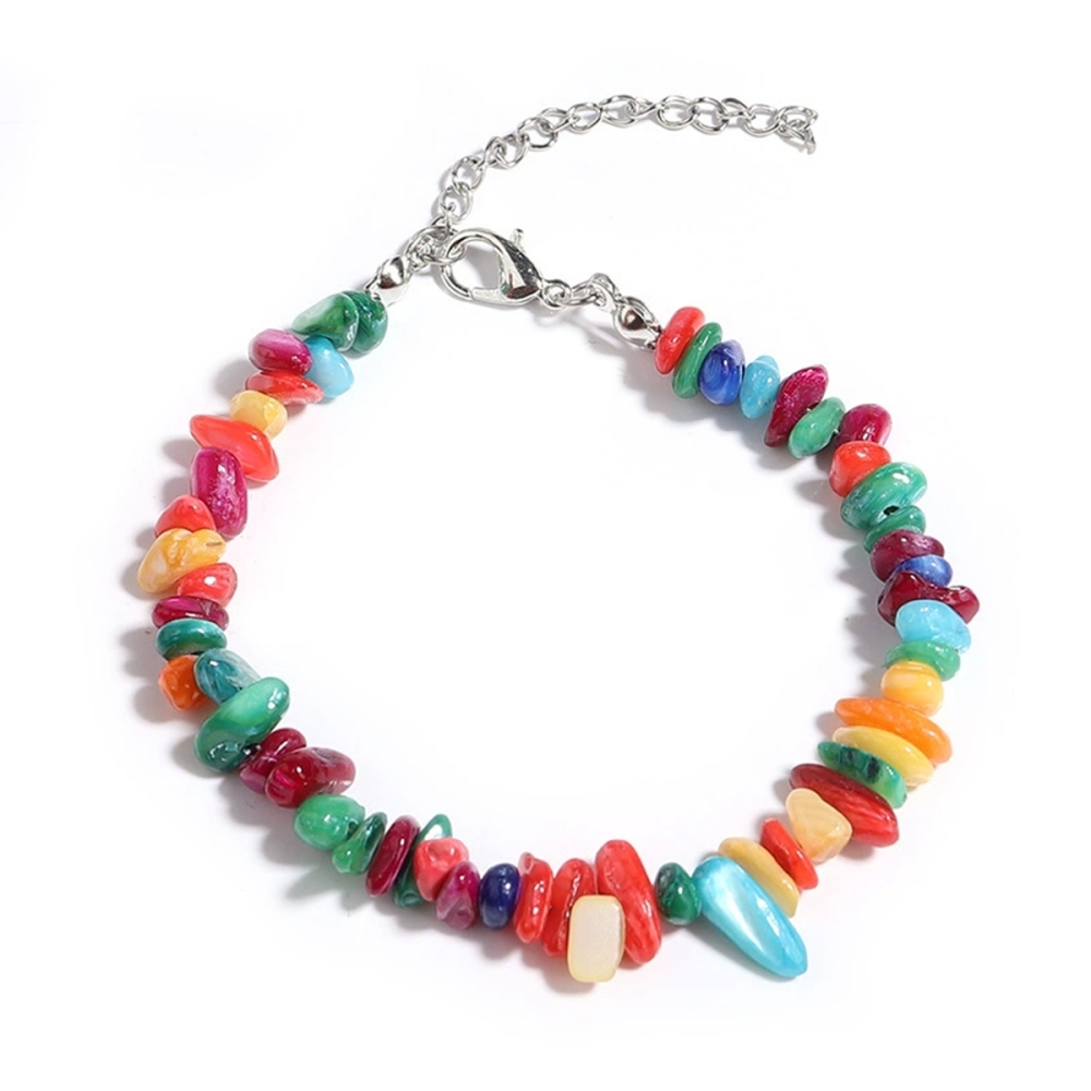 Irregular Chips Gemstone Beads Bracelets Silver Lobster Clasp and Extended 5CM Chain