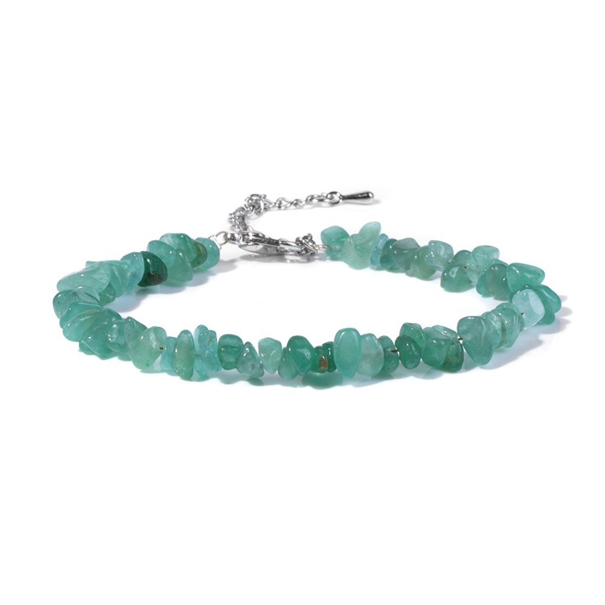 Irregular Chips Gemstone Beads Bracelets Silver Lobster Clasp and Extended 5CM Chain