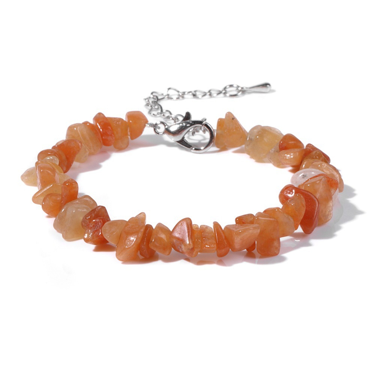 Irregular Chips Gemstone Beads Bracelets Silver Lobster Clasp and Extended 5CM Chain
