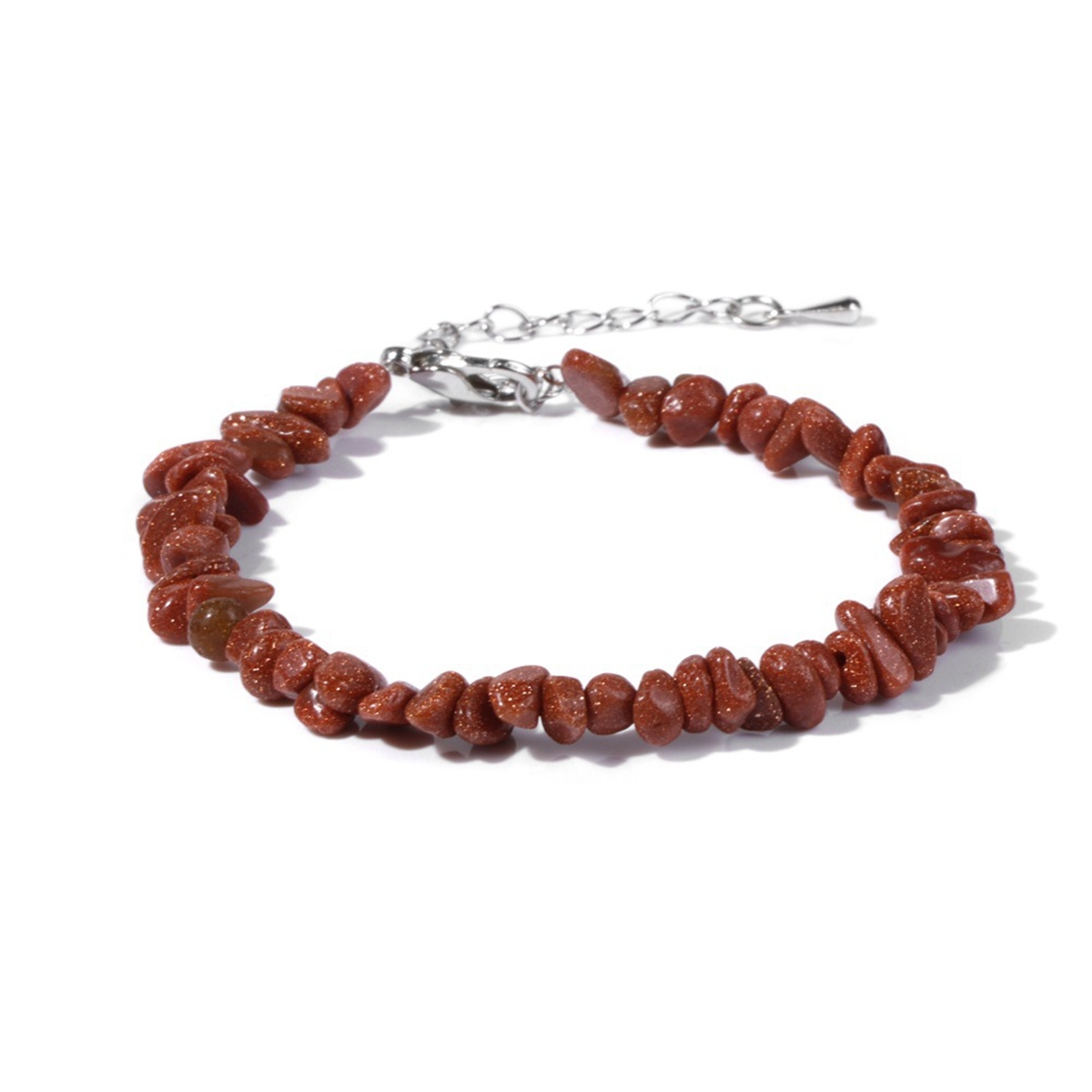 Irregular Chips Gemstone Beads Bracelets Silver Lobster Clasp and Extended 5CM Chain