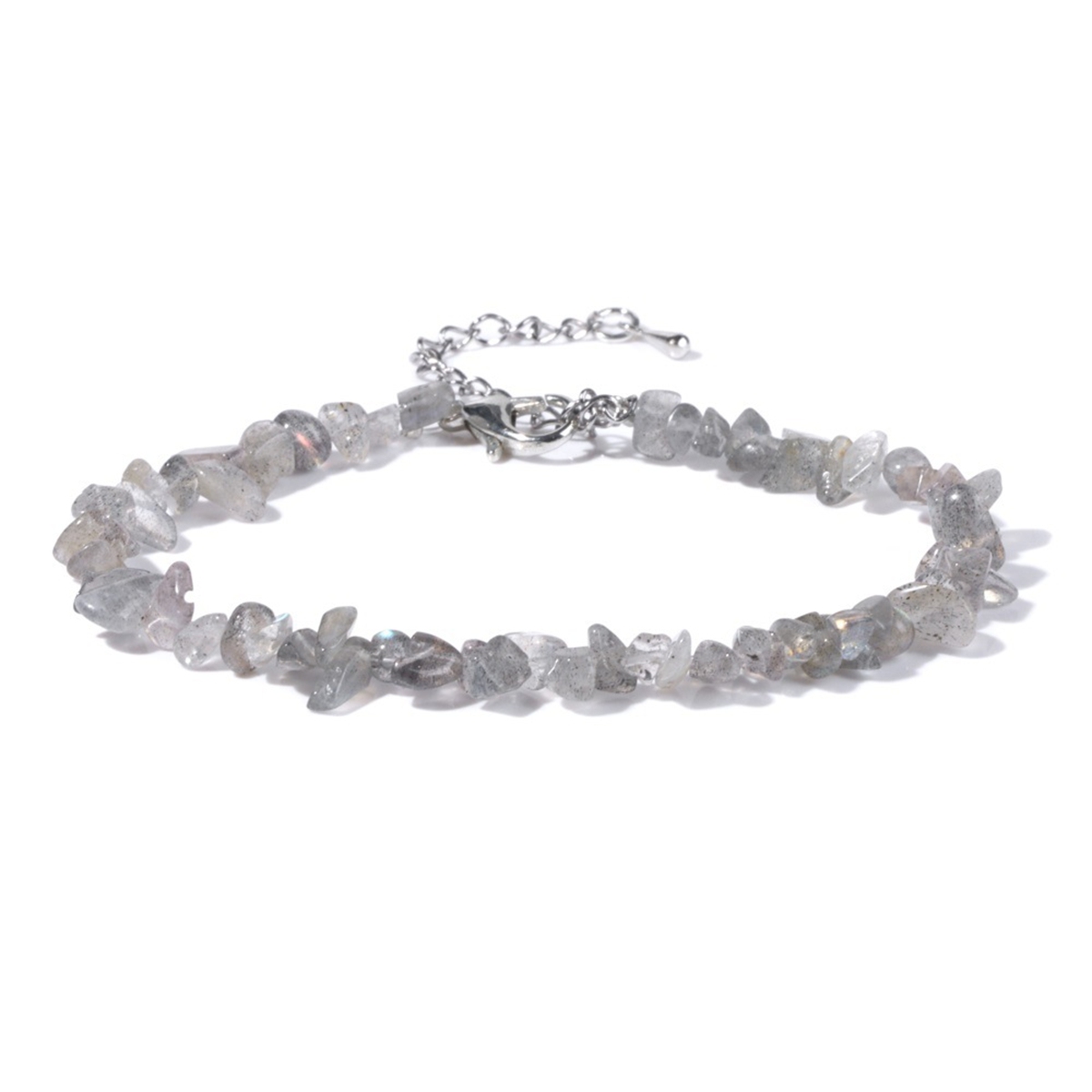 Irregular Chips Gemstone Beads Bracelets Silver Lobster Clasp and Extended 5CM Chain