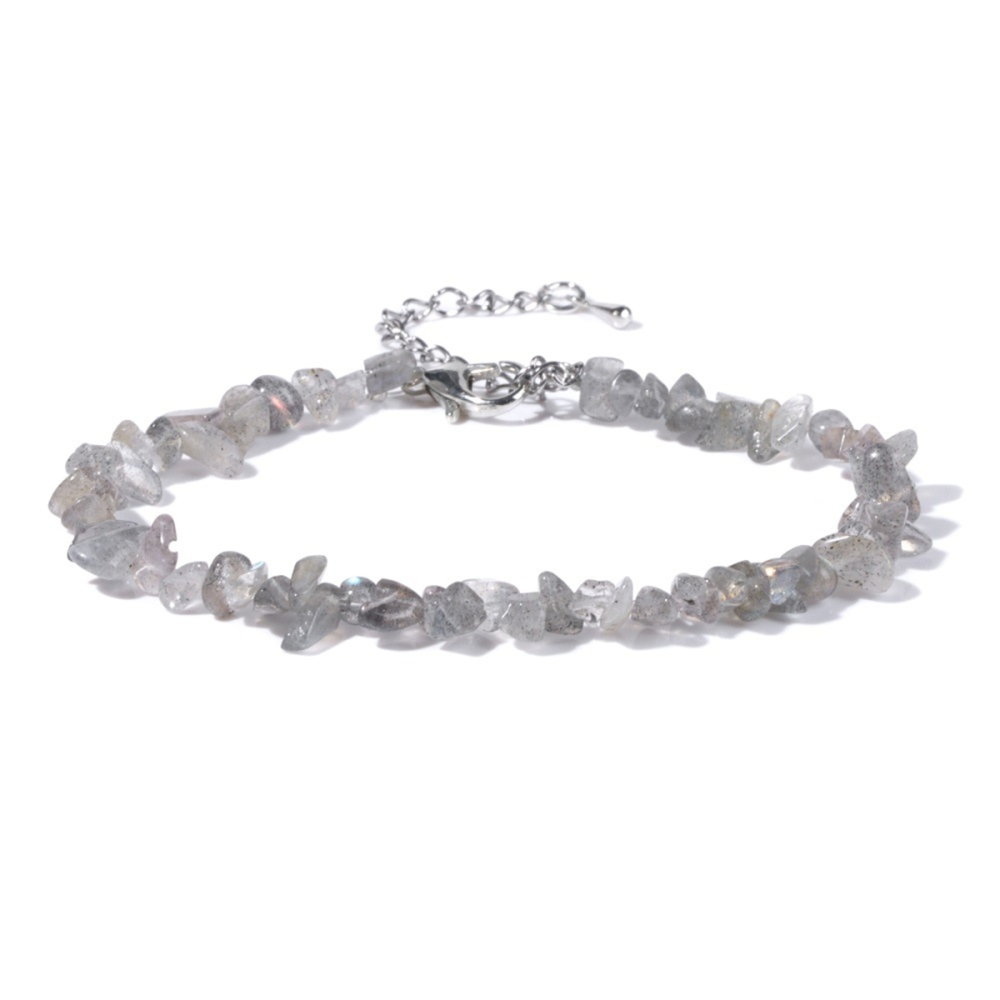 Irregular Chips Gemstone Beads Bracelets Silver Lobster Clasp and Extended 5CM Chain