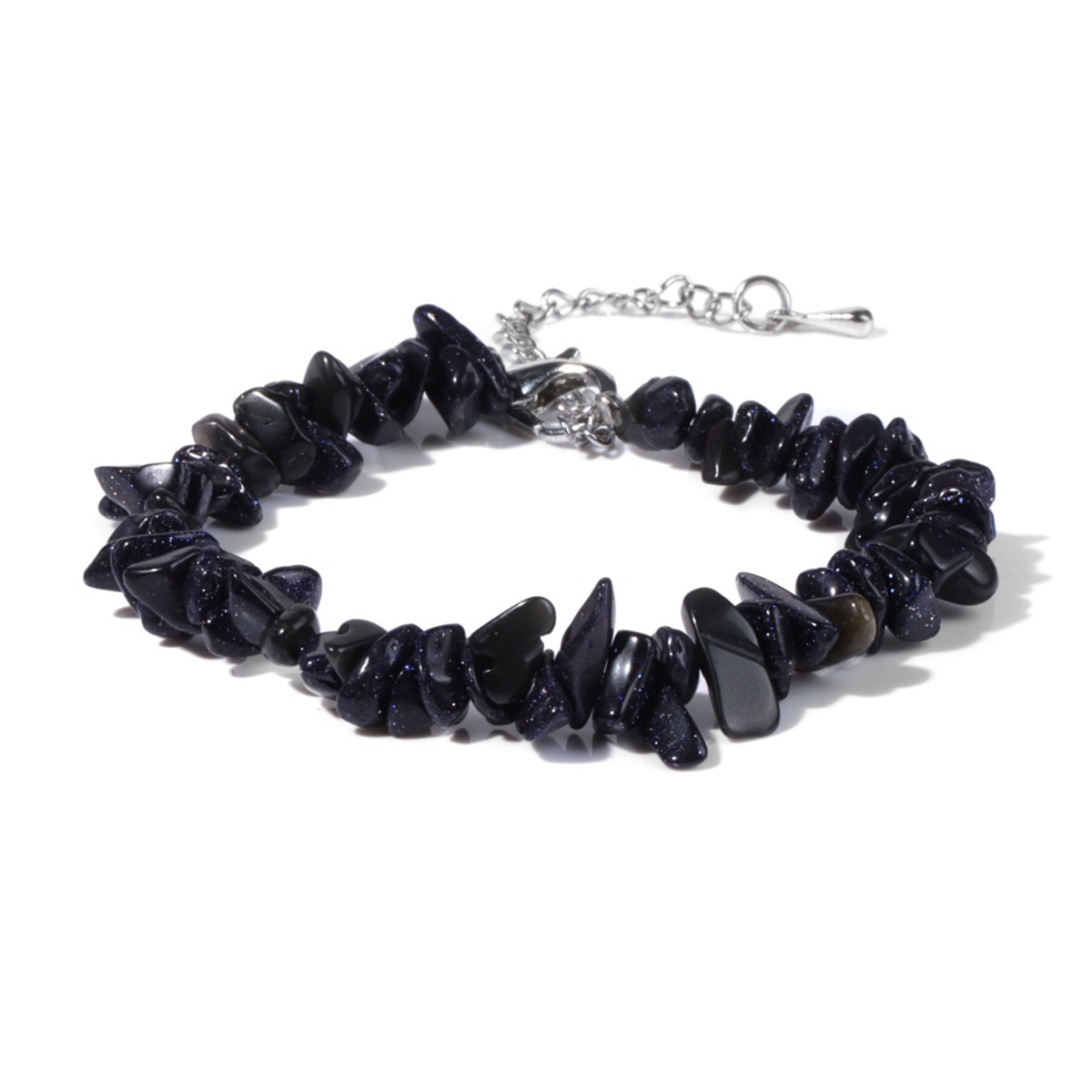 Irregular Chips Gemstone Beads Bracelets Silver Lobster Clasp and Extended 5CM Chain