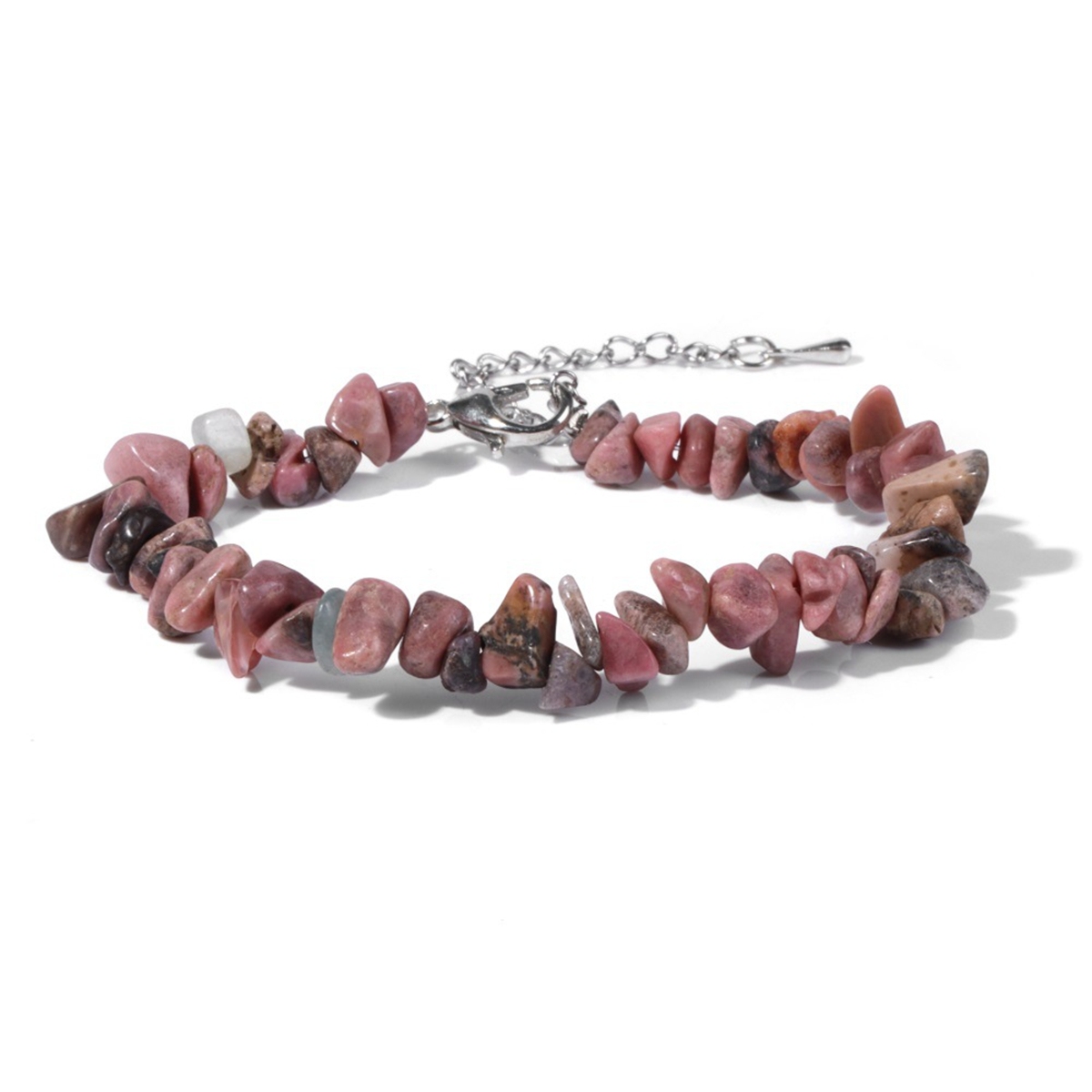 Irregular Chips Gemstone Beads Bracelets Silver Lobster Clasp and Extended 5CM Chain