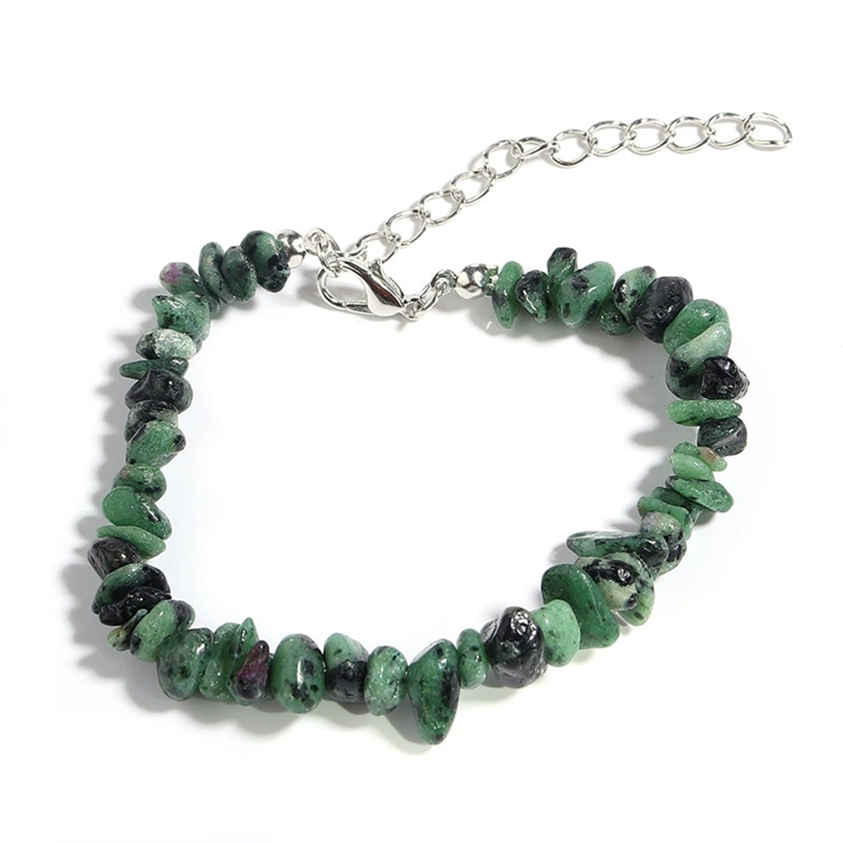 Irregular Chips Gemstone Beads Bracelets Silver Lobster Clasp and Extended 5CM Chain