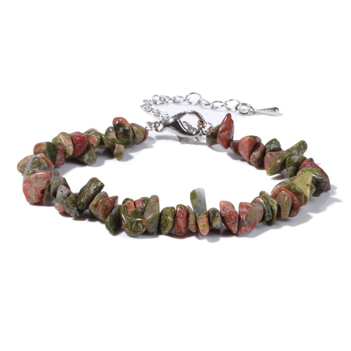 Irregular Chips Gemstone Beads Bracelets Silver Lobster Clasp and Extended 5CM Chain