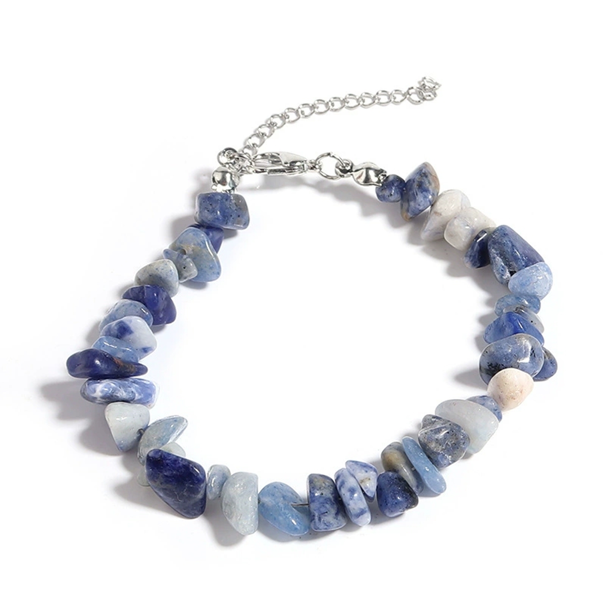 Irregular Chips Gemstone Beads Bracelets Silver Lobster Clasp and Extended 5CM Chain