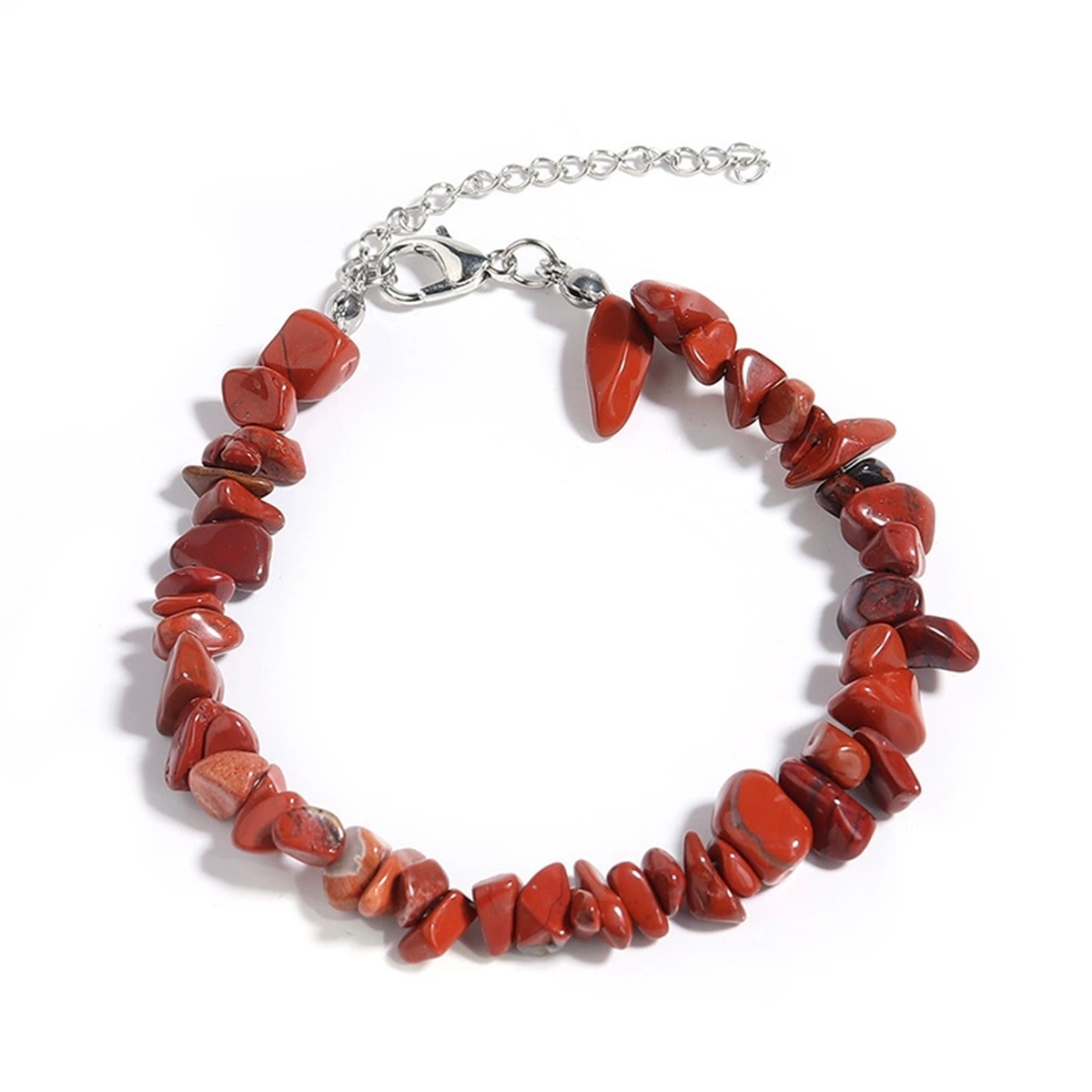 Irregular Chips Gemstone Beads Bracelets Silver Lobster Clasp and Extended 5CM Chain