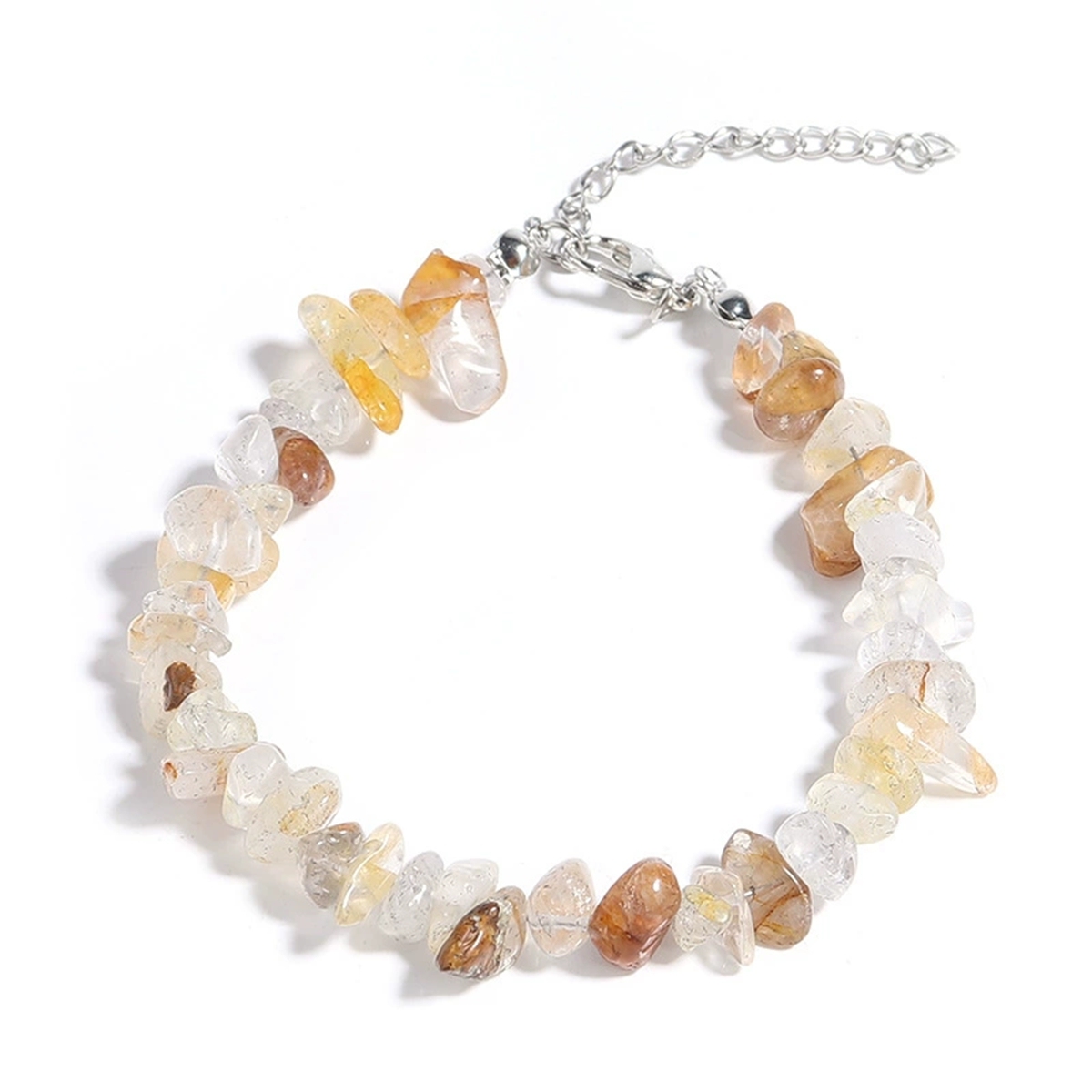 Irregular Chips Gemstone Beads Bracelets Silver Lobster Clasp and Extended 5CM Chain