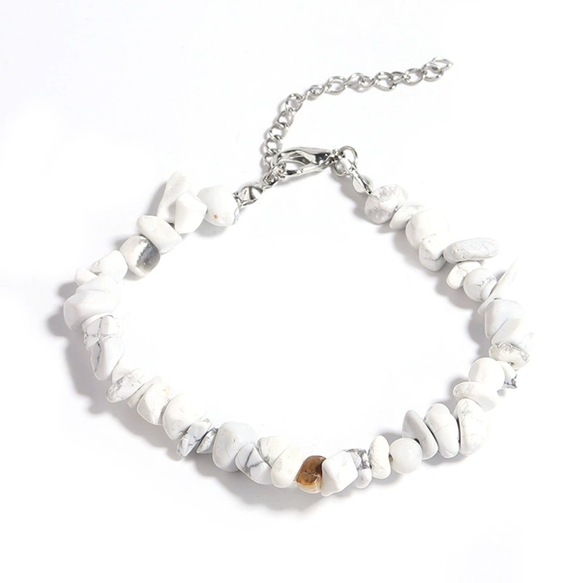 Irregular Chips Gemstone Beads Bracelets Silver Lobster Clasp and Extended 5CM Chain