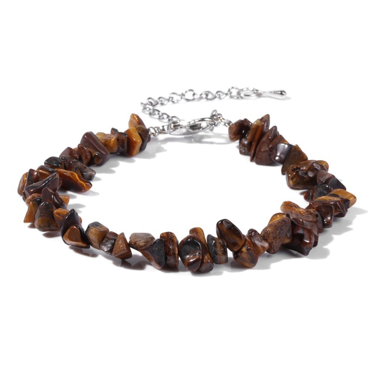 Irregular Chips Gemstone Beads Bracelets Silver Lobster Clasp and Extended 5CM Chain