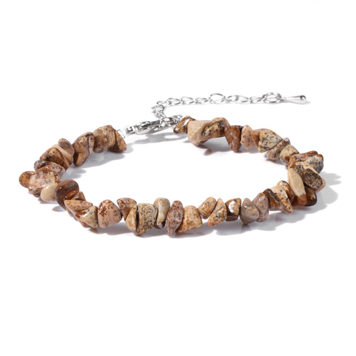 Irregular Chips Gemstone Beads Bracelets Silver Lobster Clasp and Extended 5CM Chain