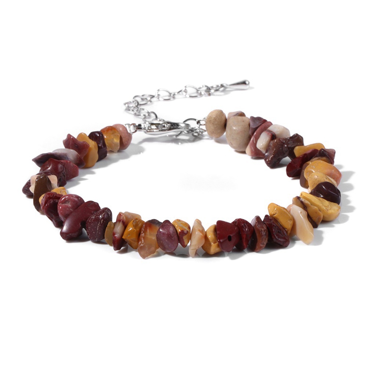 Irregular Chips Gemstone Beads Bracelets Silver Lobster Clasp and Extended 5CM Chain