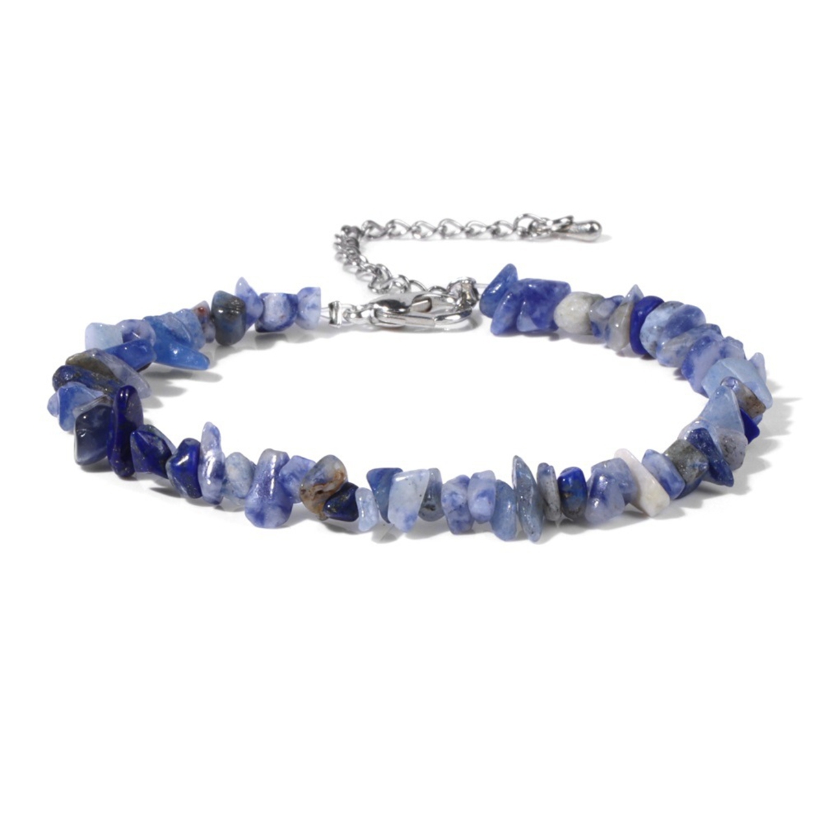 Irregular Chips Gemstone Beads Bracelets Silver Lobster Clasp and Extended 5CM Chain