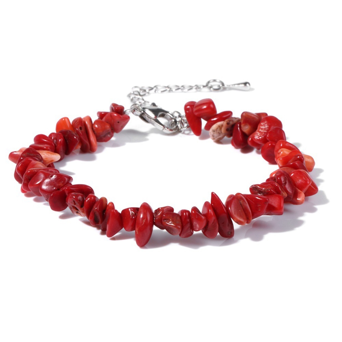 Irregular Chips Gemstone Beads Bracelets Silver Lobster Clasp and Extended 5CM Chain