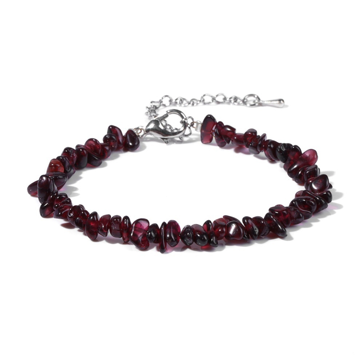Irregular Chips Gemstone Beads Bracelets Silver Lobster Clasp and Extended 5CM Chain