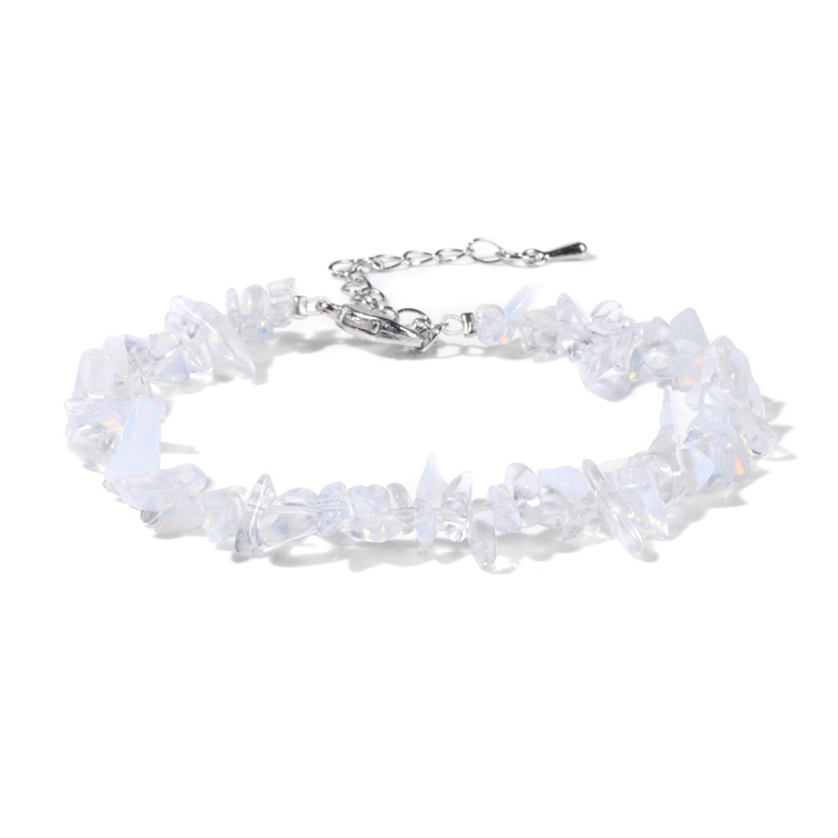 Irregular Chips Gemstone Beads Bracelets Silver Lobster Clasp and Extended 5CM Chain
